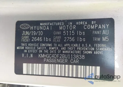 2011 Hyundai Genesis 4.6 from USA, damaged, VIN KMHGC4DF2BU113838